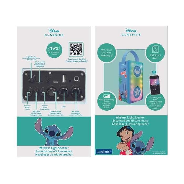 Lexibook Altavoz Infantil Stitch Bluetooth con Micrófono 22