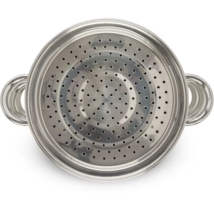 Livoo Olla de Vapor de Acero Inoxidable MEP121, Ø 24 cm, 4 L con 2 Cestas de Vapor de 3 L y Tapa