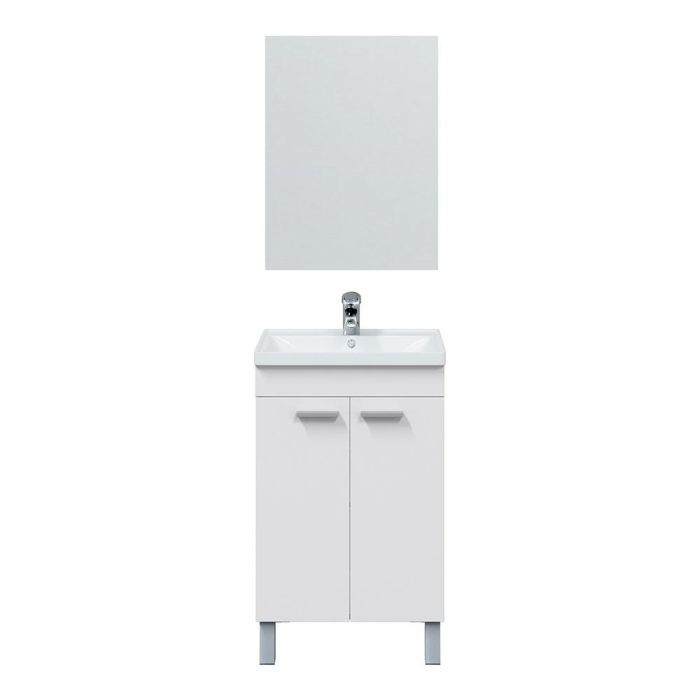 Forés/Arkit Mueble de baño con 2 puertas y espejo, 50 cm, blanco brillo 2 Forés/Arkit Mueble de baño con 2 puertas y espejo, 50 cm, blanco brillo 2