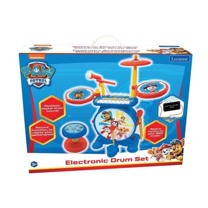 PAT PATROUILLE - Kit completo de batería electrónica luminosa 3 en 1 - Teclado, platillos y taburete 4 PAT PATROUILLE - Kit completo de batería electrónica luminosa 3 en 1 - Teclado, platillos y taburete 4