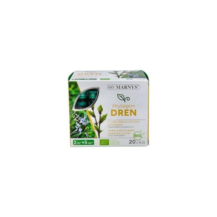 MARNYS Phytalgem Dren 20 viales - Complemento ecológico con mate y ortosifón para drenar el organismo