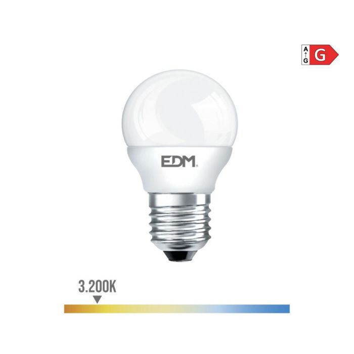 Bombilla esferica led e27 5w 400lm 3200k luz calida ø4,5x8cm edm