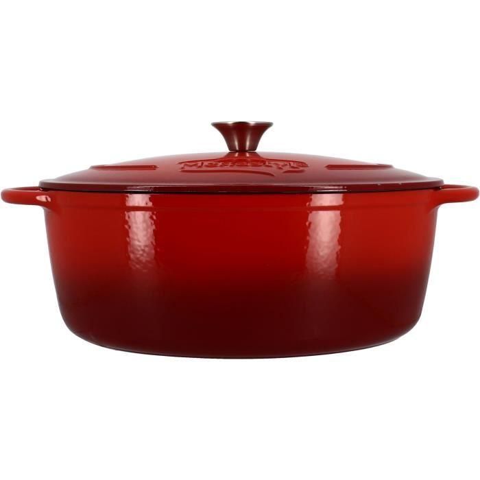 Cacerola - MENASTYL - 6020105 - Redonda - Hierro fundido esmaltado - Roja - 7 litros Cacerola - MENASTYL - 6020105 - Redonda - Hierro fundido esmaltado - Roja - 7 litros