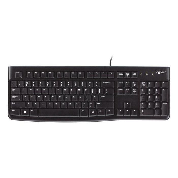 Logitech K120 Teclado USB con Cable, Diseño Duradero para Uso Escolar/Oficina, Teclas Resistentes a Limpieza y Desinfección, Caracteres Claros