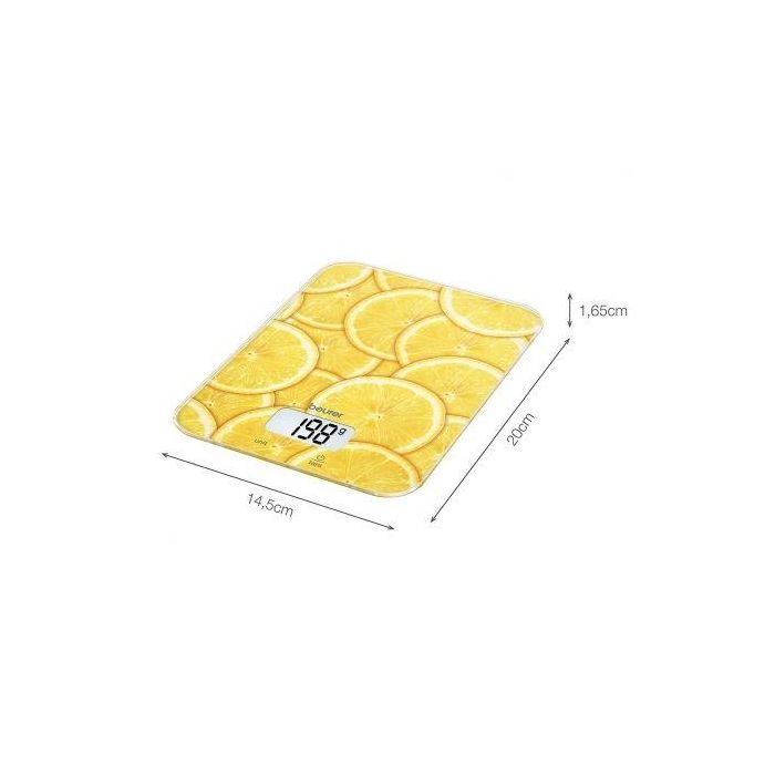 BÁSCULA DE COCINA BEURER KS-19 LEMON - HASTA 5KG - PRECISIÓN 1G - BOTONES DE SENSOR - FUNCIÓN TARA 1