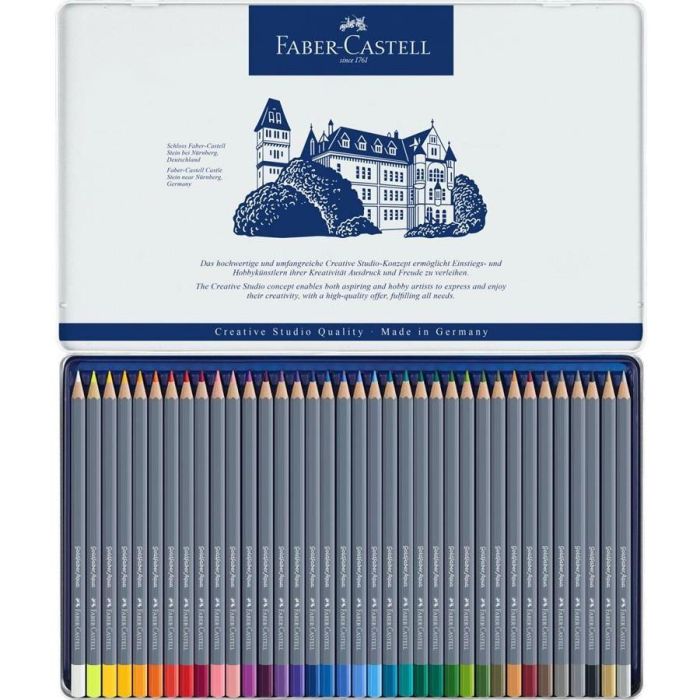 Faber-Castell Estuche de Metal con 36 Lápices de Colores Acuarelables Goldfaber, 114636 1 Faber-Castell Estuche de Metal con 36 Lápices de Colores Acuarelables Goldfaber, 114636 1