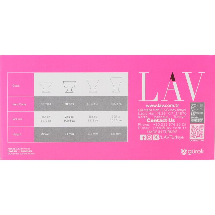 Lav Set 6 Copas Helado Helado Lav 280 cc (4 Cajas) Lav Set 6 Copas Helado Helado Lav 280 cc (4 Cajas)