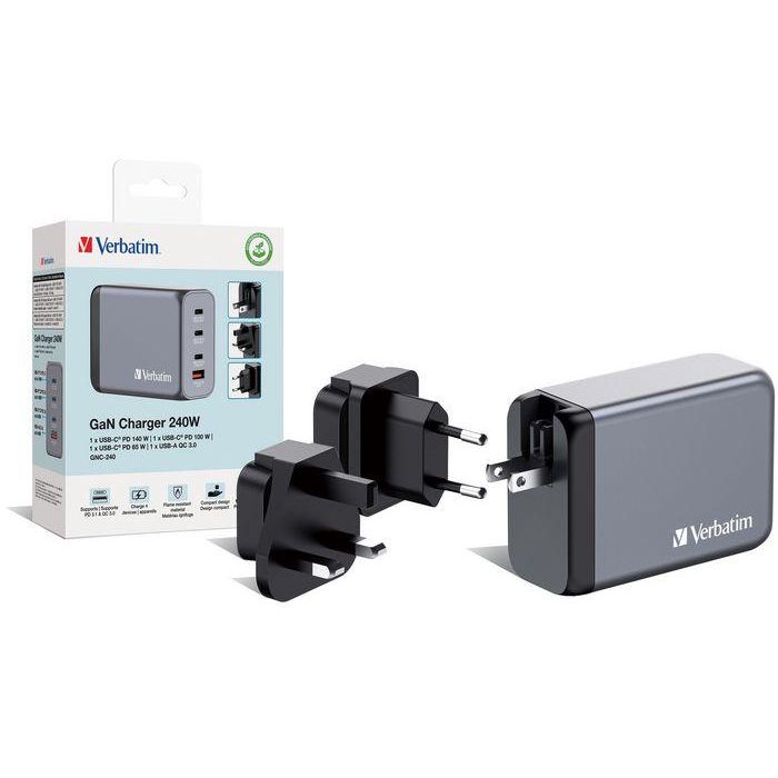 Verbatim Gnc-240 Cargador Pared Gan 240 W Usb-A 3.0 Y 3Xusb-C 3.0 4 Verbatim Gnc-240 Cargador Pared Gan 240 W Usb-A 3.0 Y 3Xusb-C 3.0 4
