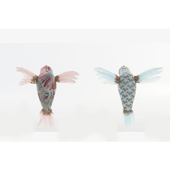DKD Home Decor Figura Navidad Fantasia Colibri, Rosa Palo Azul Celeste, Foam Poliester, 18x19x10 cm (2 Unidades) 2 DKD Home Decor Figura Navidad Fantasia Colibri, Rosa Palo Azul Celeste, Foam Poliester, 18x19x10 cm (2 Unidades) 2