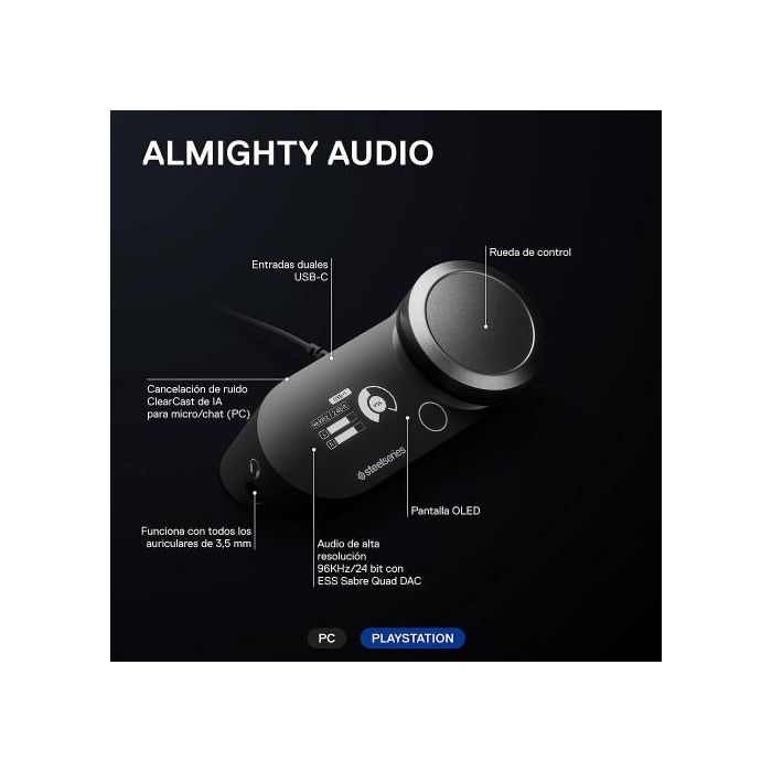Amplificador de Sonido Intraauricular con Accesorios SteelSeries GameDAC Gen 2