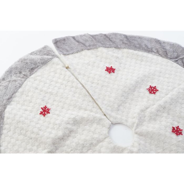 DKD Home Decor Base de Árbol de Navidad Tradicional, Poliéster, Blanco Gris Rojo, 106x106x1 cm (2 Unidades) 2 DKD Home Decor Base de Árbol de Navidad Tradicional, Poliéster, Blanco Gris Rojo, 106x106x1 cm (2 Unidades) 2