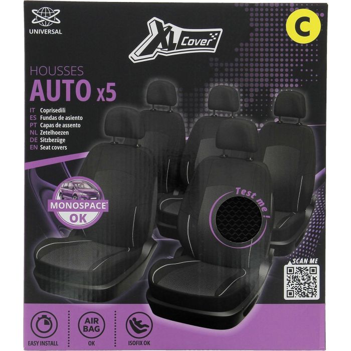 Paquete de 5 fundas universales para asientos de coche - XLCOVER - Monovolumen - Compatible con airbags - Cubre asientos, respaldos y reposacabezas 3 Paquete de 5 fundas universales para asientos de coche - XLCOVER - Monovolumen - Compatible con airbags - Cubre asientos, respaldos y reposacabezas 3