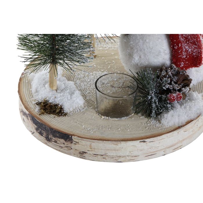 DKD Home Decor Portavelas Navideño Alpino con Muñeco, de Abeto y Cristal, 24x24x25 cm (2 Unidades) 2