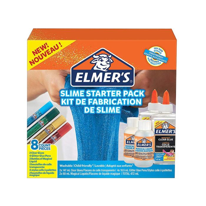 Kit Elmers Fabricacion Slime Con 2 Botes Cola Transparente + 2 Botes Liquido Magico + 4 Botes Purpurina Colores 1