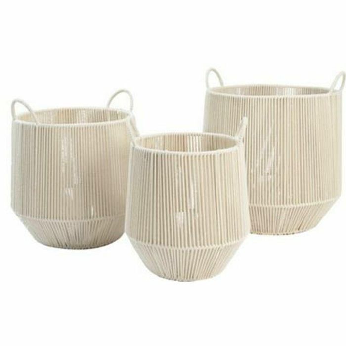 Cesta Basicos DKD Home Decor Beige 38 x 45 x 38 cm Set de 3