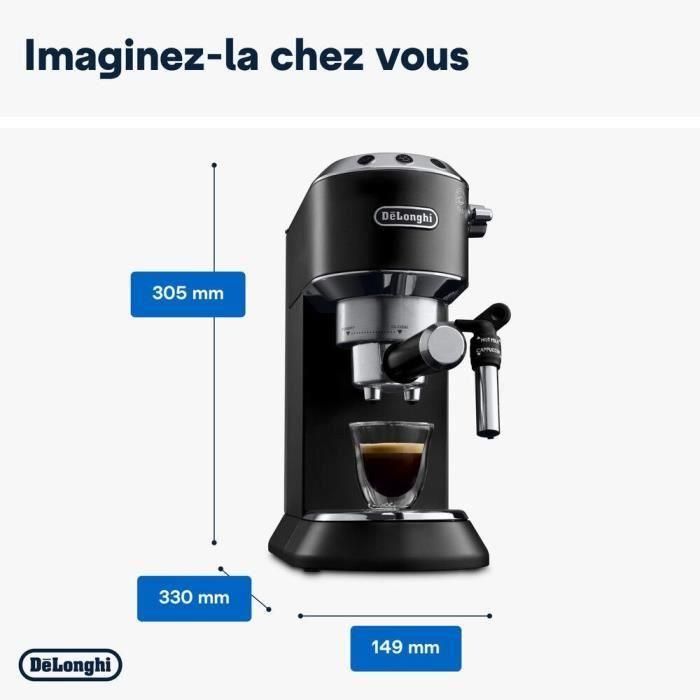 DeLonghi EC685.BK Cafetera Espresso Dedica Style con espumador de leche para café molido y monodosis, 15 bares, Negra 4