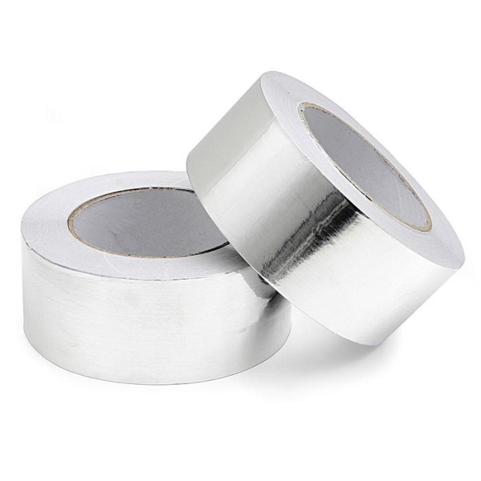 Duver Cinta Adhesiva de Aluminio Plata 50 Micras para Sellado de Conductos HVAC, Chimeneas y Paneles Aislantes - 50mm x 50m