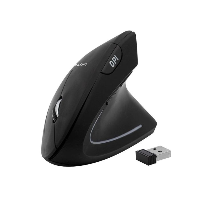 Raton Q-Connect Optico Inalambrico Ergonomico Vertical Dpi 800-1200-1600 Pilas Aaa Negro 1