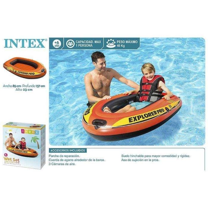 Intex Barca Hinchable Explorer Pro 50 137x85x23 cm para + 6 Años Intex Barca Hinchable Explorer Pro 50 137x85x23 cm para + 6 Años