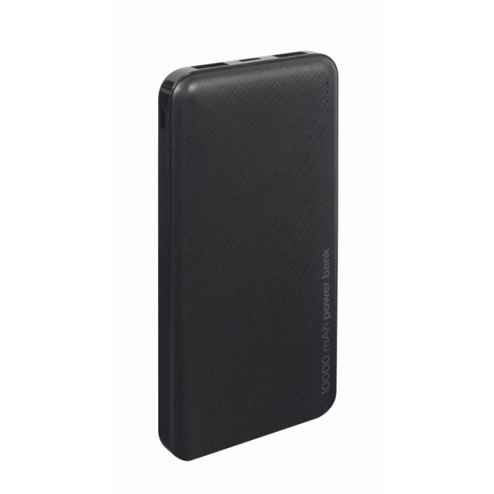 Gembird PB10-02 Batería Externa Portátil 10000 mAh Polímero de Litio Negra, 2 USB-A, 1 USB-C, 12W Carga Rápida