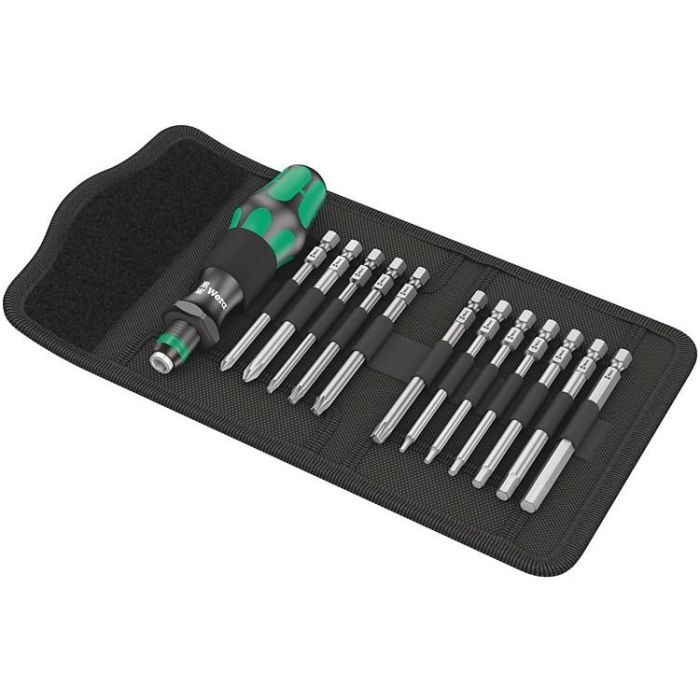 Wera 05004171001 Set de Herramientas para Bicicleta con Llaves Torx T10-T30, Hexagonales 2-6mm, Destornillador y Estuche Negro/Verde