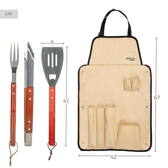 Set de Utensilios para Barbacoa Aktive 7 Piezas Barbacoa Acero Inoxidable 42 x 67 x 3 cm (4 Unidades) 3