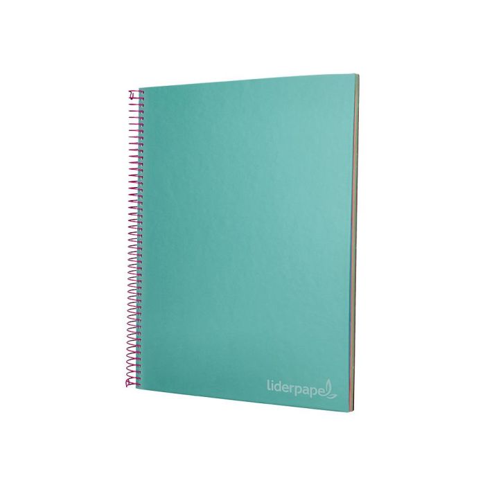 Cuaderno Espiral Liderpapel A4 Micro Jolly Tapa Forrada 140H 75 gr Cuadro 5 mm 5 Bandas4 Taladros Color Turquesa 4