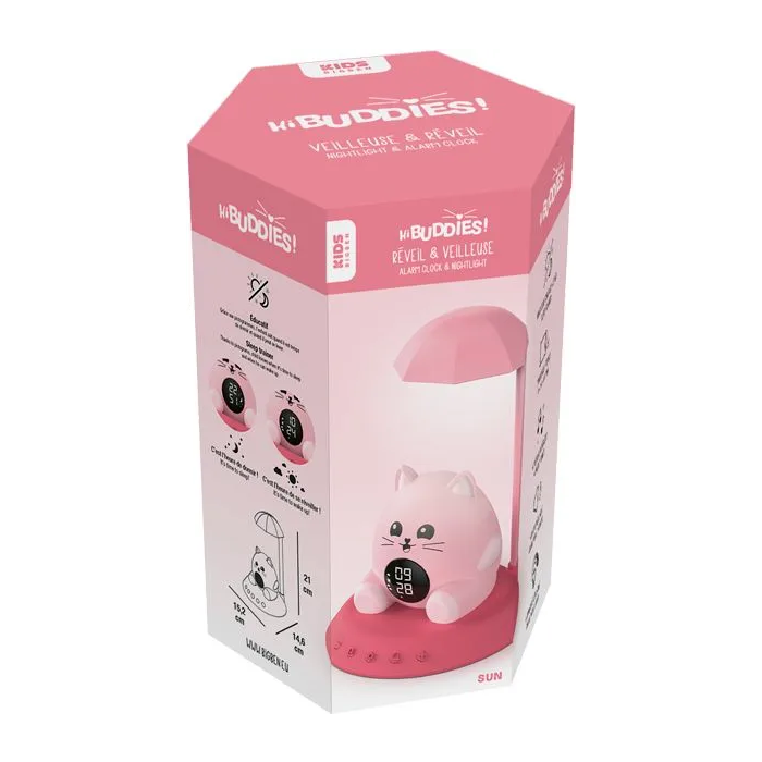 Bigben Interactive BIG3499550389937 Despertador Infantil con Luz Nocturna Diseño Gato 1