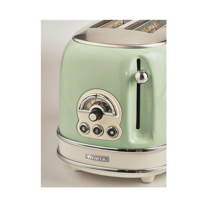 Ariete 155/14 Tostador Vintage 2 Ranuras Verde con Rueda Selectora de 6 Niveles y Bandeja Recogemigas 3