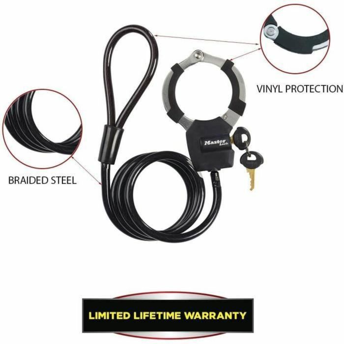 Cable de bloqueo de llave MASTER LOCK con esposas - 1 m 4