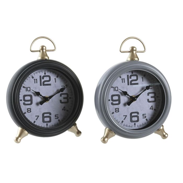 Reloj Sobremesa Tradicional DKD Home Decor Gris Negro 10 x 21 x 16 cm (2 Unidades) Reloj Sobremesa Tradicional DKD Home Decor Gris Negro 10 x 21 x 16 cm (2 Unidades)