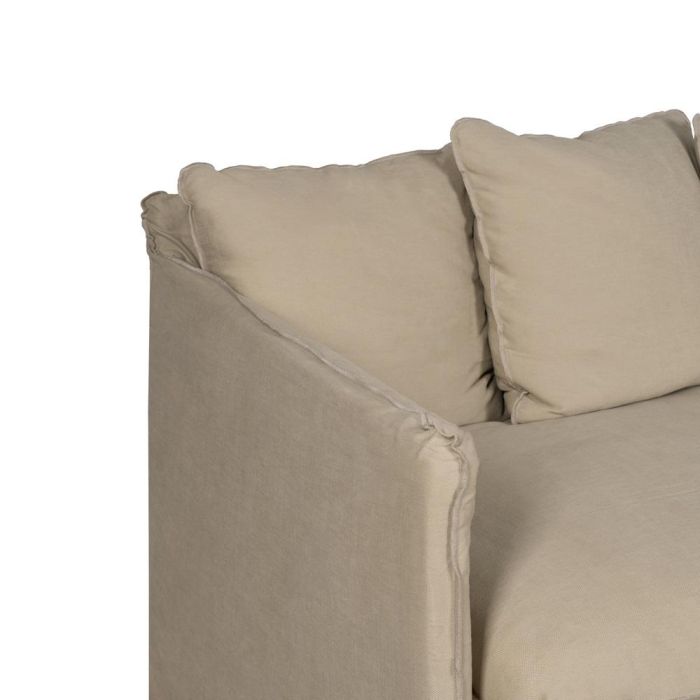 Sofá 3 Plazas Beige Tejido-Madera 216 X 94 X 93 cm