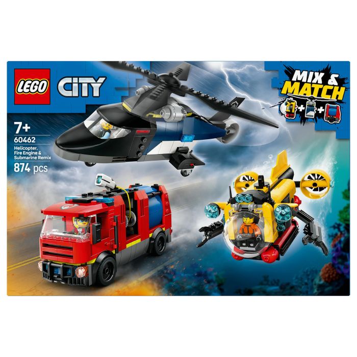 LEGO 60462 Helicóptero, Cami3n Bomberos Y Submarino