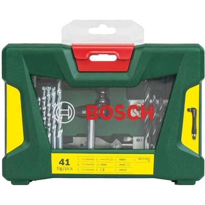 Bosch - Caja en línea V (41 piezas): Juego de Accesorios con Destornillador de Trinquete y Puntas