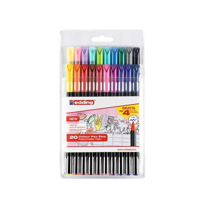 Edding Rotulador 1200 Punta Fina C-Surtidos Estuche 16 Colores Estándar + 4 Pastel Edding Rotulador 1200 Punta Fina C-Surtidos Estuche 16 Colores Estándar + 4 Pastel