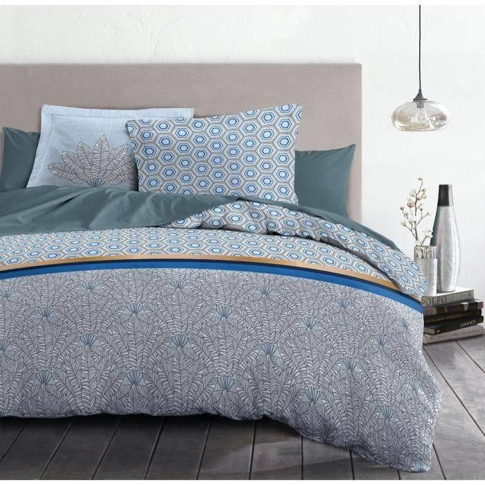 HOME LINGE PASSION Juego de edredón Luxor - 1 funda nórdica 220 x 240 cm + 2 fundas de almohada 65 x 65 cm - Azul y blanco 1 HOME LINGE PASSION Juego de edredón Luxor - 1 funda nórdica 220 x 240 cm + 2 fundas de almohada 65 x 65 cm - Azul y blanco 1