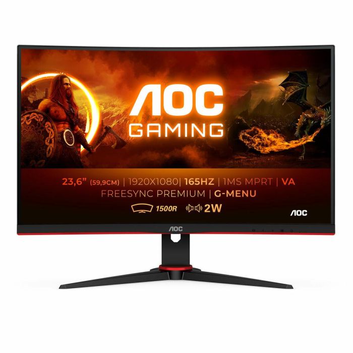 Aoc Monitor Led 23.6 Pulgadas C24 gr2Ae Full HD, Curvo, 165Hz, FreeSync, 1ms, VA, Negro/Rojo 6