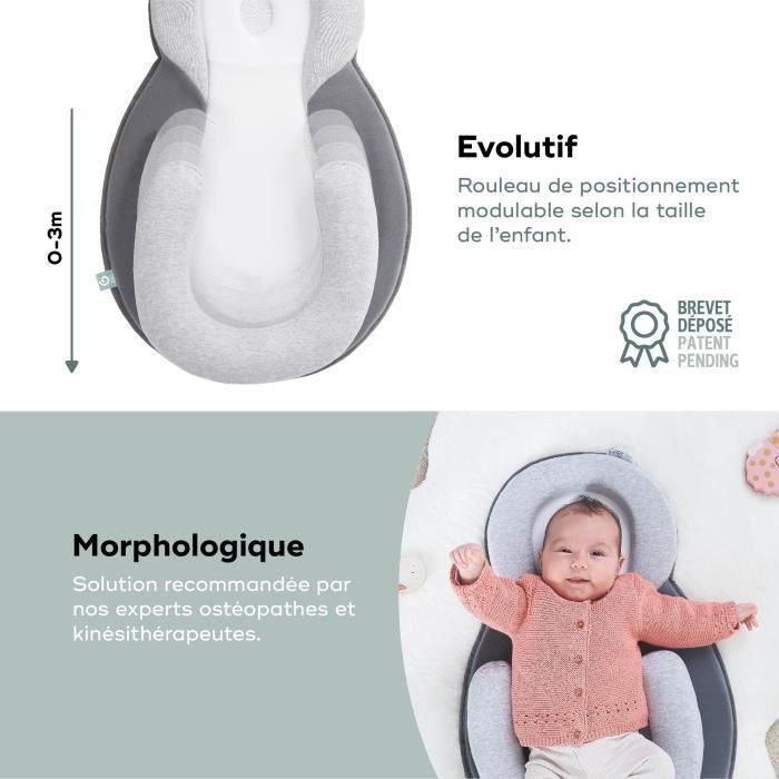 Babymoov Colchón Memory Cosydream Smokey con Reposacabezas para Bebé, Espuma Viscoelástica y Posicionamiento, Ultra Suave Transpirable 3