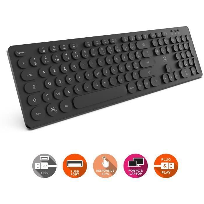 Mobility Lab ML306858 Teclado con Cable e Iluminación RGB, con Teclas Redondas, Distribución AZERTY, Color Negro 3 Mobility Lab ML306858 Teclado con Cable e Iluminación RGB, con Teclas Redondas, Distribución AZERTY, Color Negro 3
