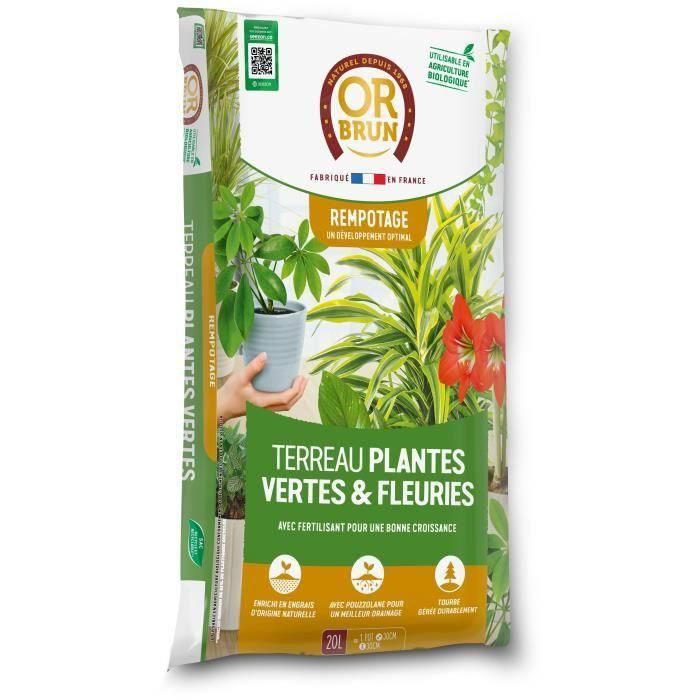 Tierra para plantas verdes y con flores de interior - O MARRÓN - OBRTPV20N - 20 L