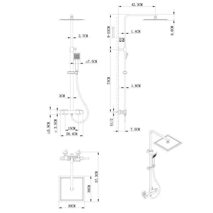 Columna de Ducha Oceanic Acero Inoxidable ABS 5