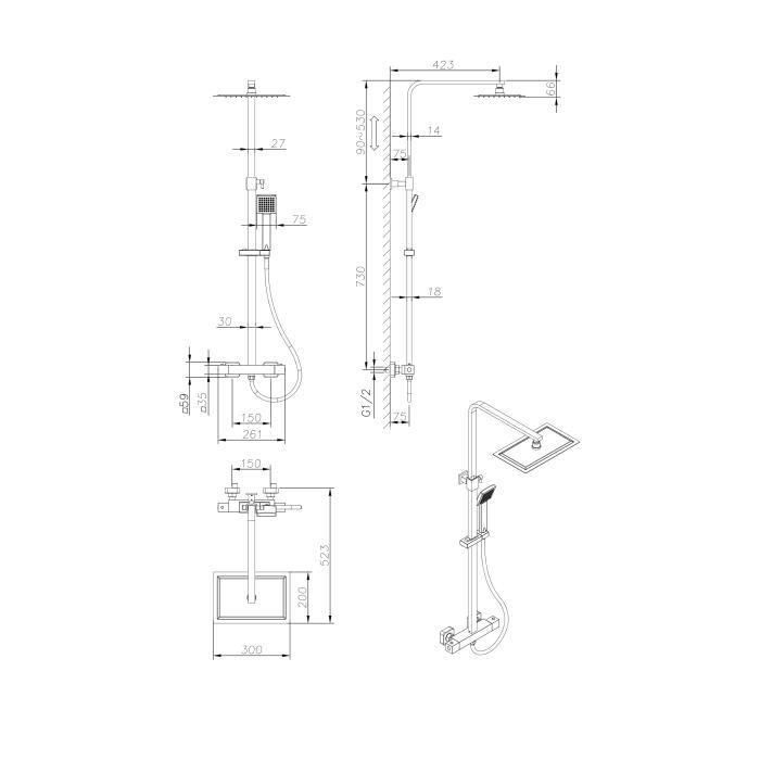 Columna de Ducha Oceanic Acero Inoxidable ABS 4