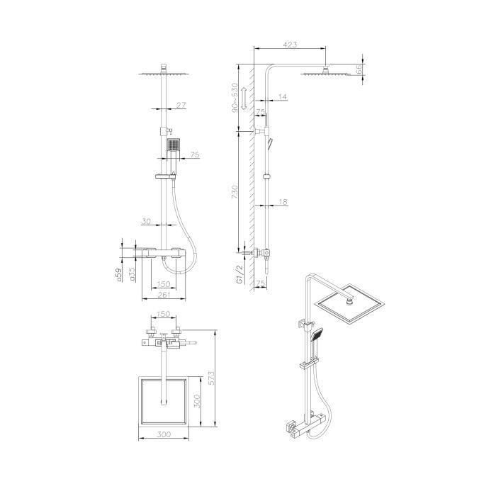 Columna de Ducha Oceanic Acero Inoxidable ABS 4