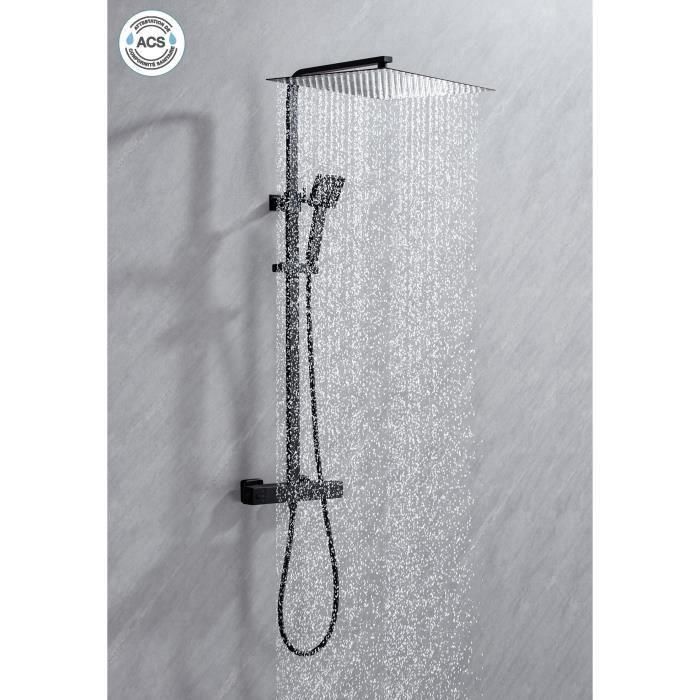 Columna de Ducha Oceanic Negro mate Acero Inoxidable ABS 40 x 40 cm 1