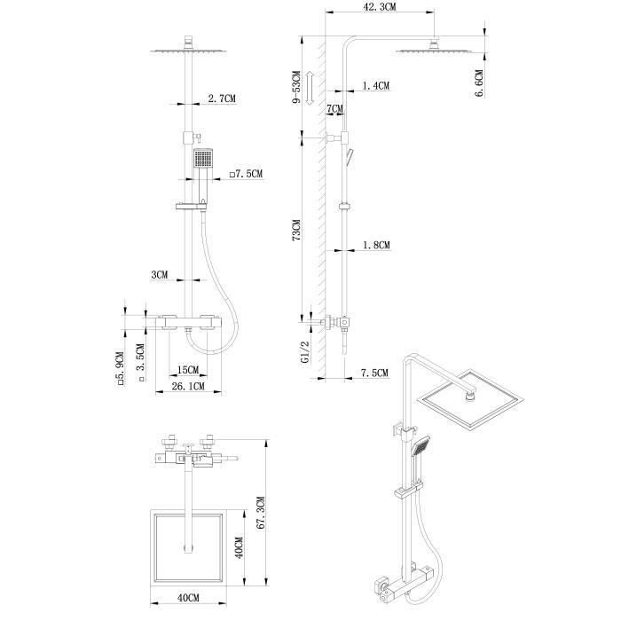 Columna de Ducha Oceanic Acero Inoxidable ABS 4