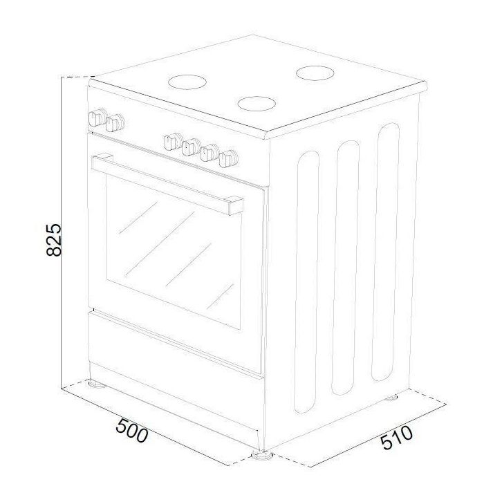 Cocina vitrocerámica 50 x 50, horno de convección natural, horno blanco 48L 5 Cocina vitrocerámica 50 x 50, horno de convección natural, horno blanco 48L 5