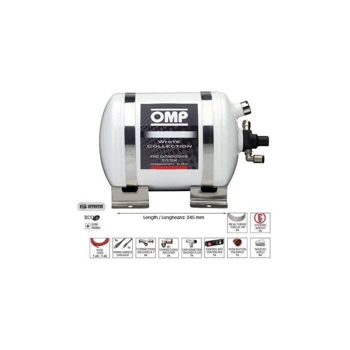 OMP CE0-FAL2-A01 Sistema de Extinción Eléctrico FIA Homologado 2.8L Ecolife Aluminio 4.3kg para Motor y Cabina