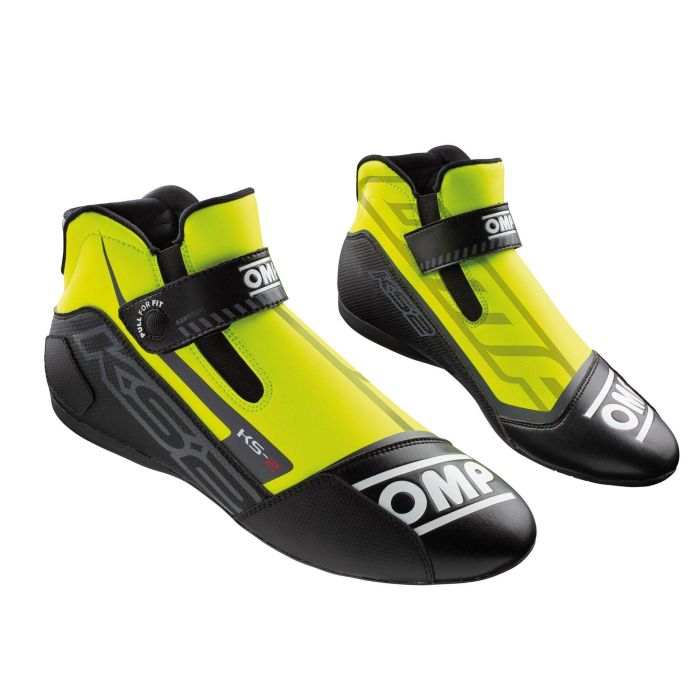 OMP OMPKC0-0825-A01-059-42 Botas de Kart KS-2 Amarillas-Negras Talla 42 Ligeras con Suela Antideslizante para Competición