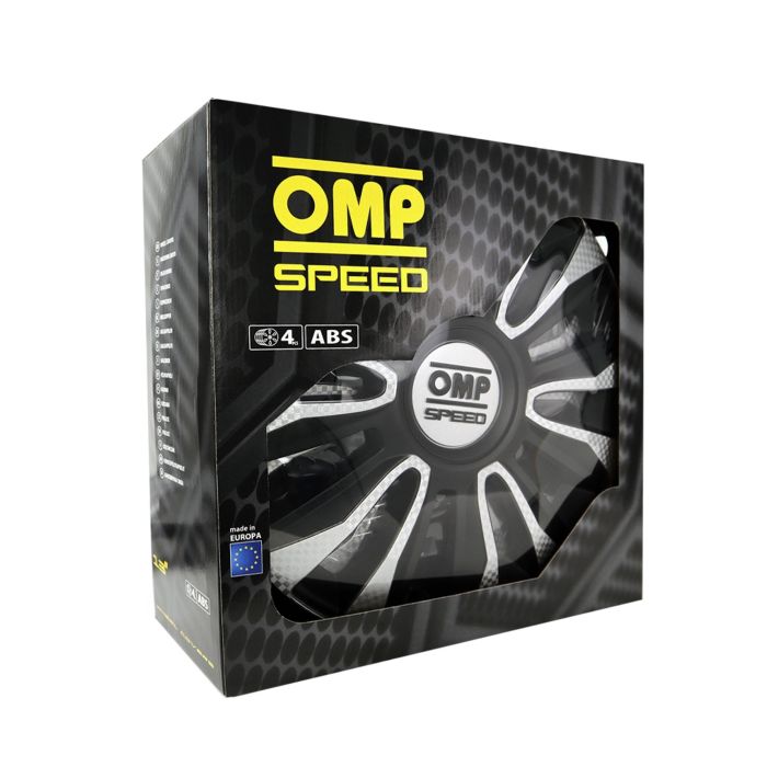 Omp Set 4 Tapacubos Omp Speed Mod. Magnum Negro-Plata-Carbono 13 Pulgadas 1