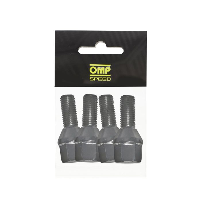 Omp Speed Juego De 4 Tornillos M12x1.5 Conico Largo 28 mm Llave 19 Color Negro Din 10.9 OMPS09551201